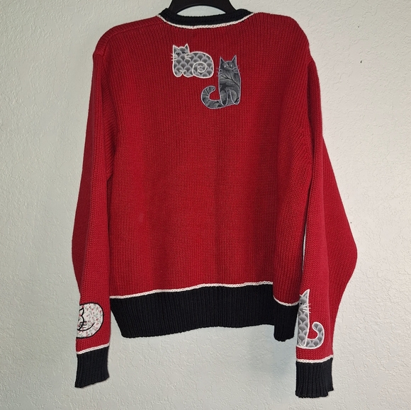 ORVIS Wearable Art Cats Cardigan Sweater Sz XL Vintage EUC - Picture 2 of 7